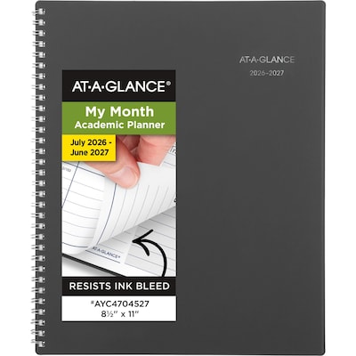 2026-2027 AT-A-GLANCE DayMinder 8.5 x 11 Academic Monthly Planner, Plastic Cover, Charcoal (AYC470-45-27)