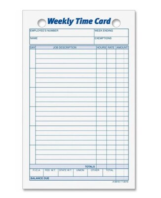 TOPS Weekly Handwritten Time Cards, 4.25W x 6.75L, Yellow (TOP3016)