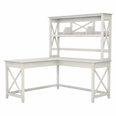 Bush Furniture Key West 60 L-Shaped Desk, Linen White Oak (KWS048LW)