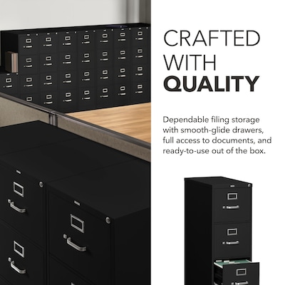 HON 310 Series 5-Drawer Vertical File Cabinet, Legal Size, Lockable, 60"H x 18.25"W x 26.5"D, Black (HON315CPP)