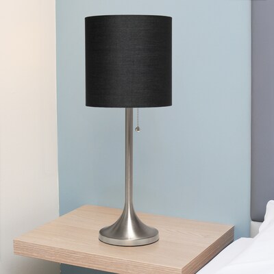 Creekwood Home Modern Glam 21.25" LED Table Lamp, Brushed Nickel/Black (CWT-1006-BB)