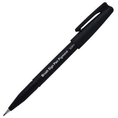 Pentel Arts Sign Pen Brush, Black Pigment Ink, 6/Pack (PTASESP15A-6)