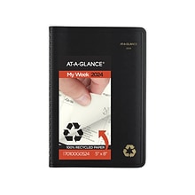 2024 AT-A-GLANCE Recycled 5 x 8 Weekly & Monthly Appointment Book, Black (70-100G-05-24)