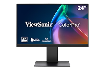 ViewSonic ColorPro 24 4K UHD 60Hz LCD Monitor, Mac-Compatible, Height Adjustable, Black/Silver (VP2488-4K)