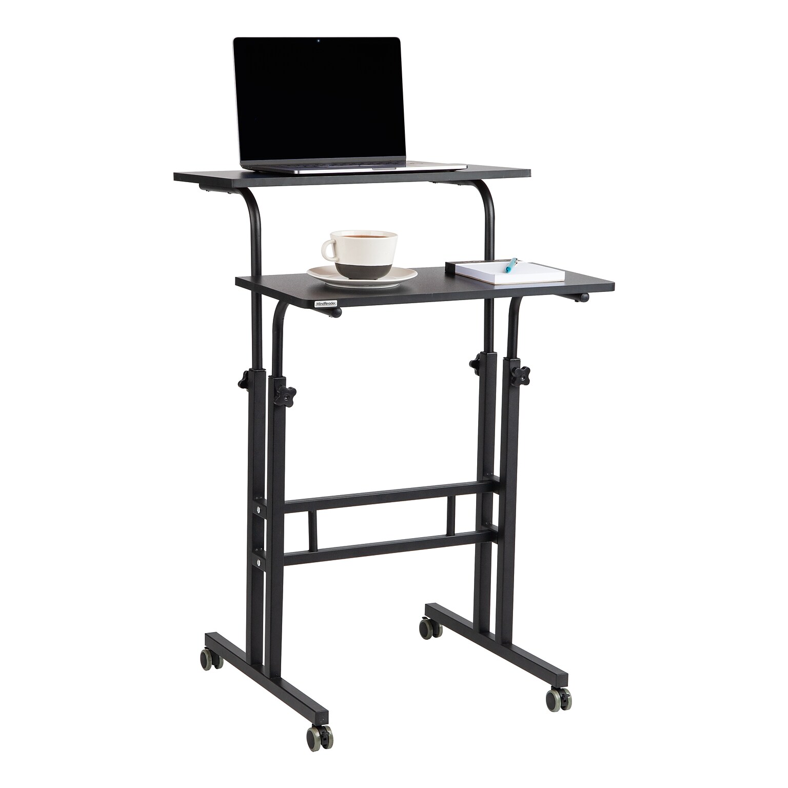 Mind Reader 27.5- 39 Mobile Adjustable Sit/Stand Desk, Black (SDROLLXL-BLK)