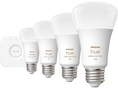 Philips Hue White Starter Kit, A19 16 Million Colors 10.5W E26  (563296)