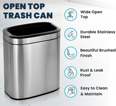 Alpine Industries Stainless Steel Trash Can with Liner, 5.3 Gallon (ALP470-20L)