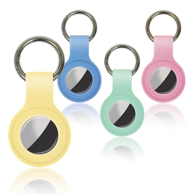 Better Office Products Silicone Covers For Apple Airtags, Airtag Holder & Key Ring, Assorted Pastel