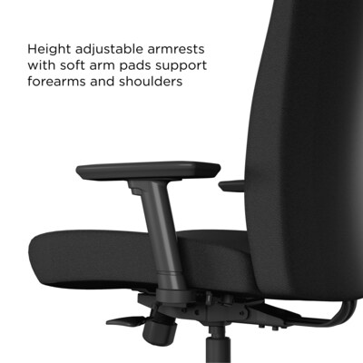 WPS Upholstered Task Chair 2D, Adjustable Arms, Black Fabric Synchro Tilt (54045)