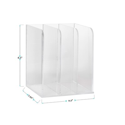 Martha Stewart Brody 3-Compartment Acrylic File Organizer, Clear (GSTS007CLR)