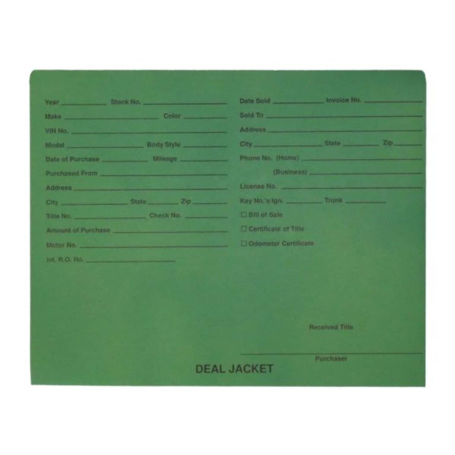 BSP Automotive Dealer Printed Jacket, Letter Size, Green, 500/Box (S-09432-GRN-B)
