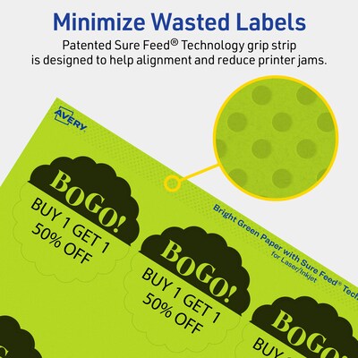 Avery Decorative Edge Multipurpose Labels, 2.5" Dia., Bright Green, 720/Box (94516)