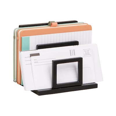 Mind Reader Metal Desk Organizer, Black (LET3WD-BLK)
