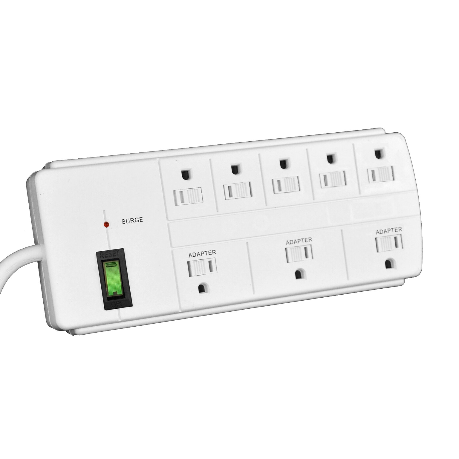 GoGreen Power 6 Surge Protector, 8 Outlet, White (GG-18316WH)