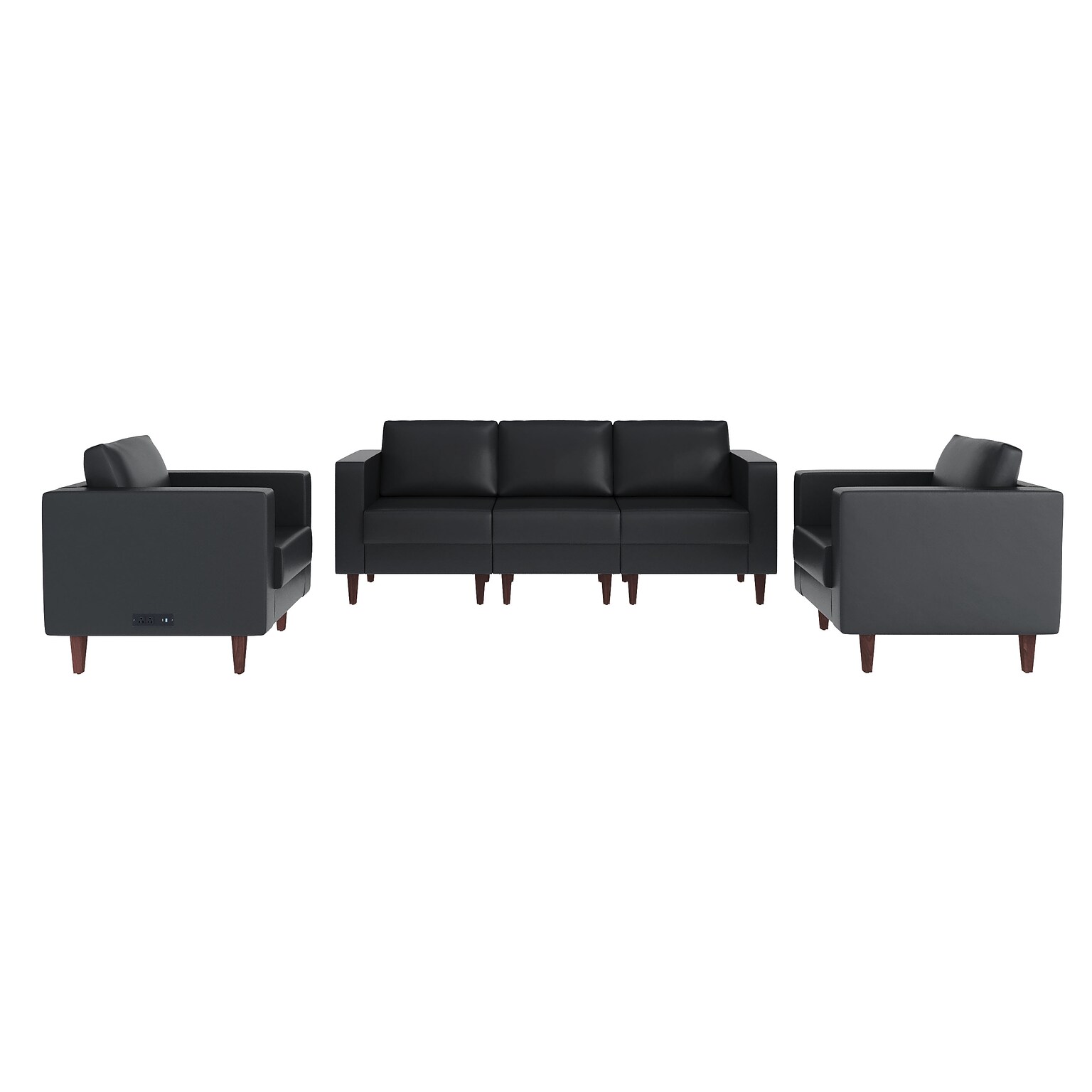 Flash Furniture Hercules Artemis LeatherSoft Sofa and 2 Chair Set, Black, 3-Pieces (ZB8921SET3BLK)