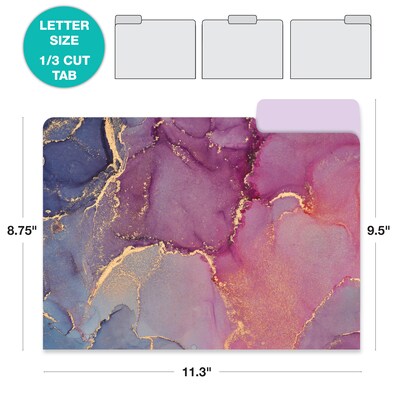 Global Printed Products Heavy Duty Interior File Folders, 1/3-Cut Tab, Letter Size, Paper Stock, Marble, 24/Pack (GPP-0101-B)