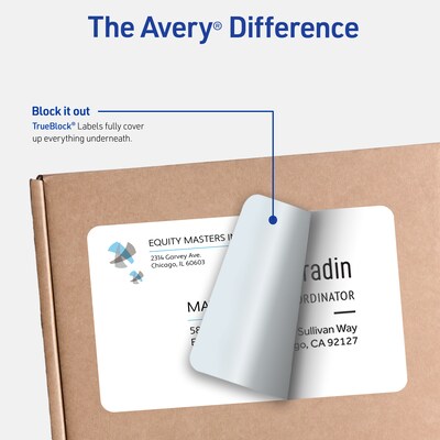 Avery TrueBlock Laser Shipping Labels, 8.5 x 11, Matte White, 100 Labels/Box (5165)