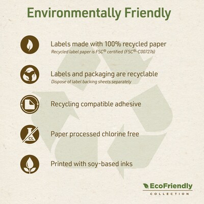 Avery EcoFriendly Return Address Labels, Matte White, 2/3" x 1-3/4", Laser/Inkjet, 60 Labels/Sheet, 600 Labels Total (48806)