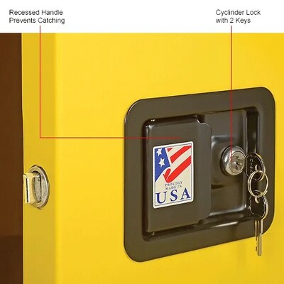 Global Industrial Flammable Cabinet, 90 Gallon Capacity, 43"W x 34"D x 65"H, Yellow (237292)