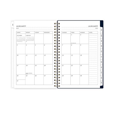 2027 Blue Sky Bespoke Letterpress Cranes and Flowers 5" x 8" Calendar Year Weekly & Monthly Standard Planner, Plastic Cover