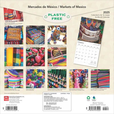 2025 BrownTrout Mercados de Mexico Markets of Mexico 12 x 12 Monthly Square Wall Calendar (9781975