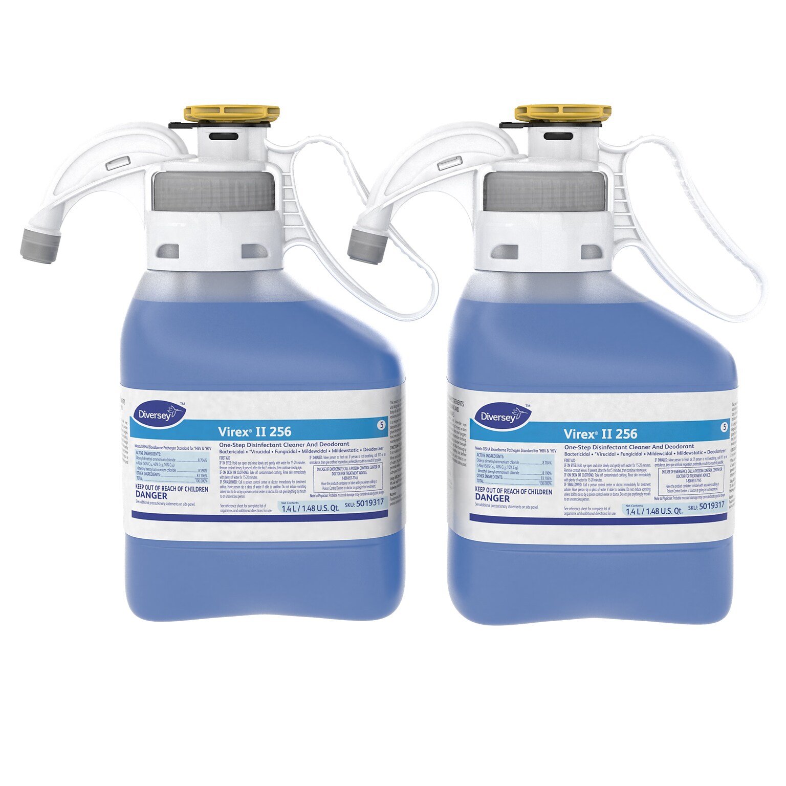 Diversey Virex II 256 Disinfectant Cleaner and Deodorant, SmartDose Bottle, Mint, 2/Carton (5019317)