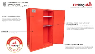 FireKing Flammable Liquids Storage Cabinet, 60 gal, Automatic Close, Red (SC60-AC-R)