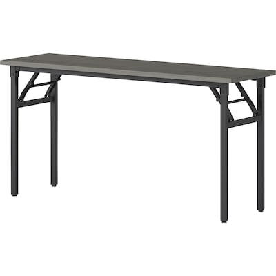 Lorell 60"W x 18"D Folding Training Table, Melamine, Gray (LLR60746)