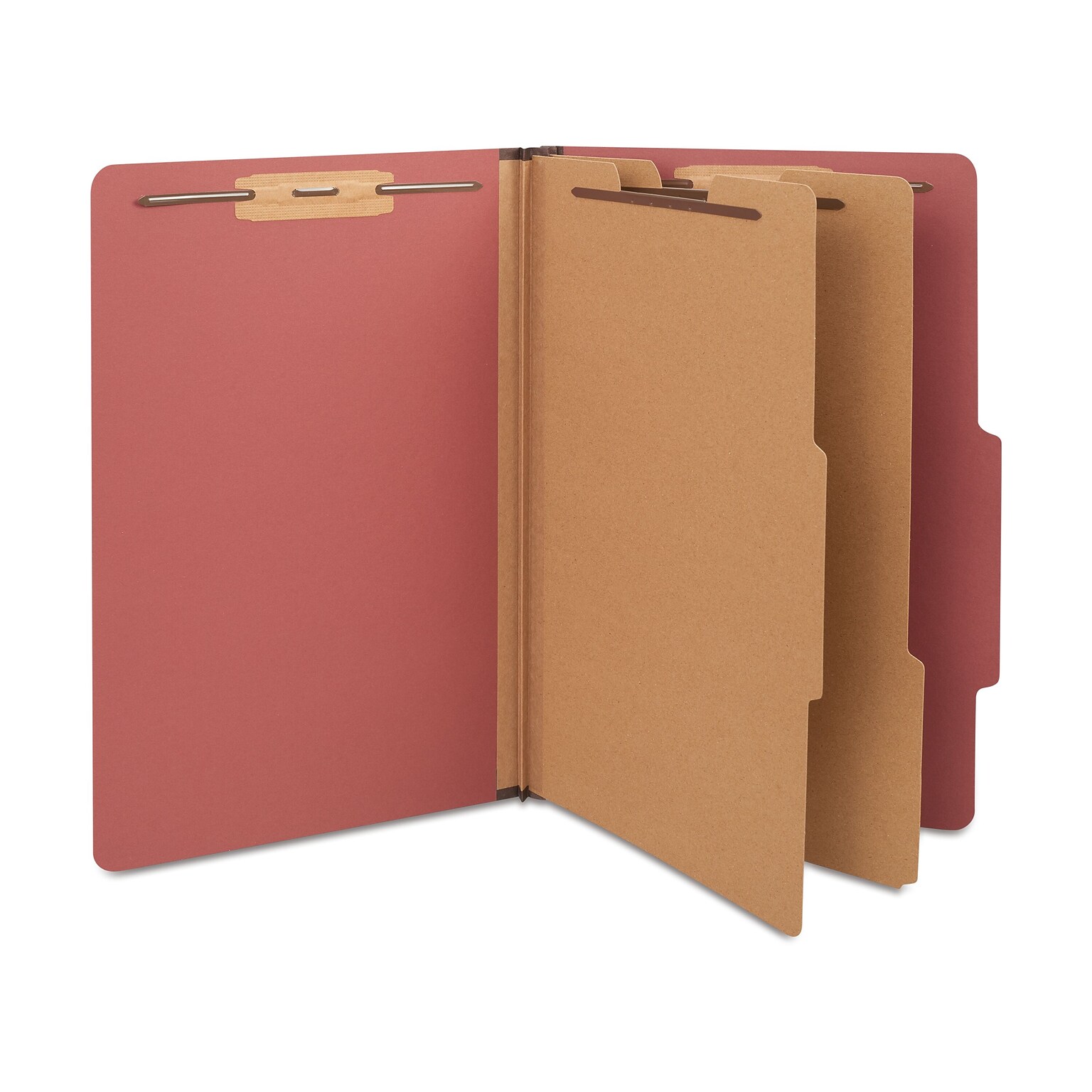 Staples 60% Recycled Pressboard Classification Folder, 2-Dividers, 2.5 Expansion, Legal Size, Red, 10/Box (ST18338/TR18338)