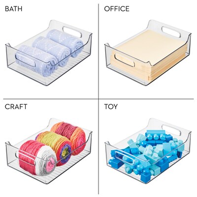 iDESIGN Small Stackable Plastic Storage Bin with Handles, Clear (73330)