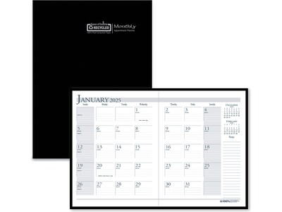 2025 House of Doolittle 8.5" x 11" Monthly Planner, Leatherette Cover, Black (26002-25)