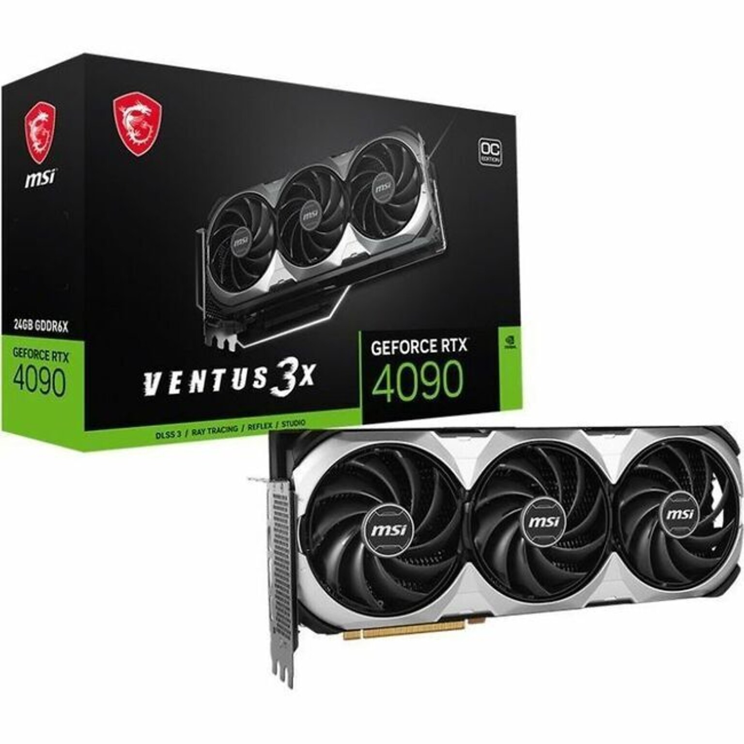 MSI NVIDIA GeForce RTX 4090 VENTUS 3X E 24G OC PCI Express4.0 24GB GDDR6X Gaming Graphic Card, 2565MHz, 21000MHz, (G4090V3XE24C)