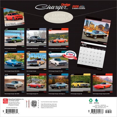 2026 BrownTrout Dodge Charger 12 x 12 Monthly Wall Calendar (9798330701773)