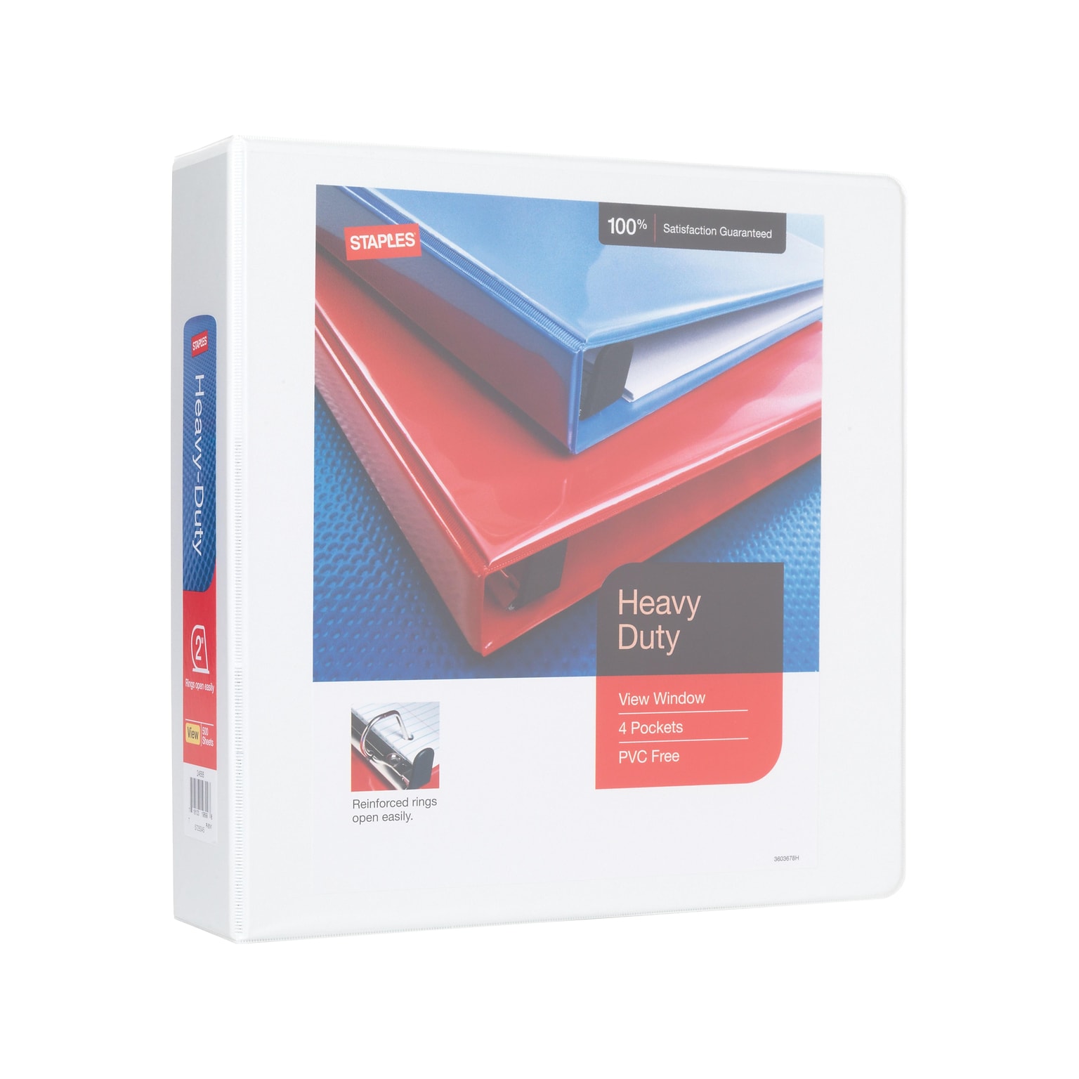 Staples Heavy-Duty 2-Inch D-Ring View Binder, White – Large Capacity 3-Ring Binder for School & Office Storage