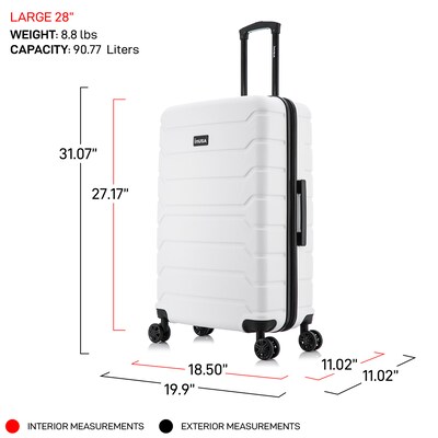 InUSA Trend 28" Hardside Suitcase, 4-Wheeled Spinner, TSA Checkpoint Friendly, White (IUTRE00L-WHI)