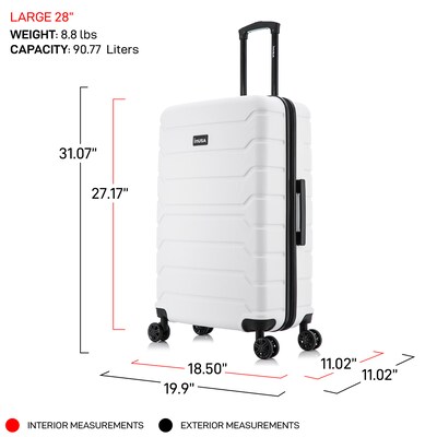 InUSA Trend 31.07" Hardside Suitcase, 4-Wheeled Spinner, White (IUTRE00L-WHI)