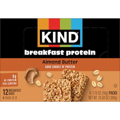 KIND Gluten-Free Almond Butter Protein Breakfast Bar, 10.58 oz., 6 Bars/Box (41935)