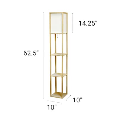 Creekwood Home Classix 62.5" Wood Floor Lamp with Rectangular Shade, Tan (CWF-3007-TN-LB)