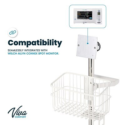 Viva Comfort Mobile Stand for Welch Allyn 4400 & Connex Spot Monitor, Adjustable, White (ADI912-C-MP-01-MK)