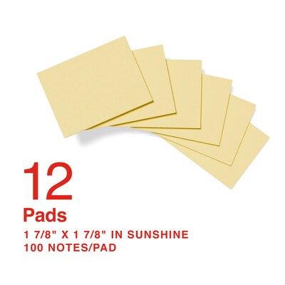 Staples Ultra Sticky Notes, Sunshine Collection, 100 Sheets/Pad, 12 Pads/Pack (ST62879)