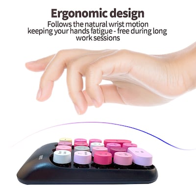 SaharaCase Retro Numeric Keypad Wireless Ergonomic Number Pad, Black/Pink (KB28)