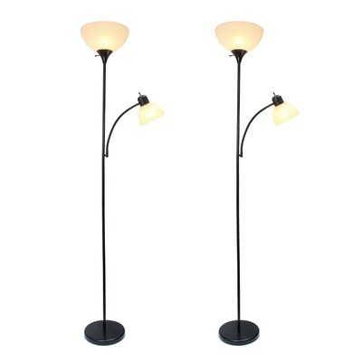 Simple Designs 71.5 Floor Lamp with Dome Shades, Black, 2/Pack (LF2000-BLK-2PK)