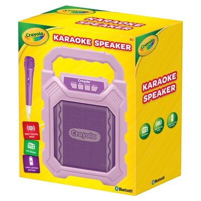 Crayola Portable Bluetooth Karaoke Speaker with FM Radio and Microphone, Pink & Purple (CBX210M)