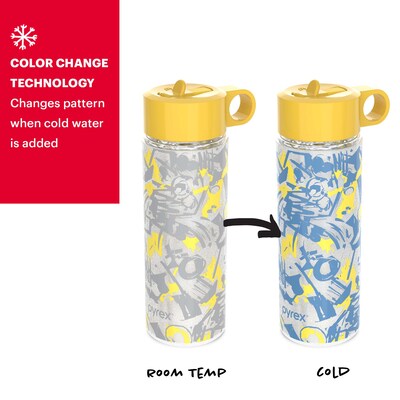 Pyrex 24-ounce Color Changing Glass Water Bottle with Silicone Coating: Street Art