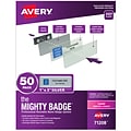 Avery The Mighty Badge Laser Reusable  Magnetic Name Badge System, 1 x 3, Silver, 120 Inserts, 50/