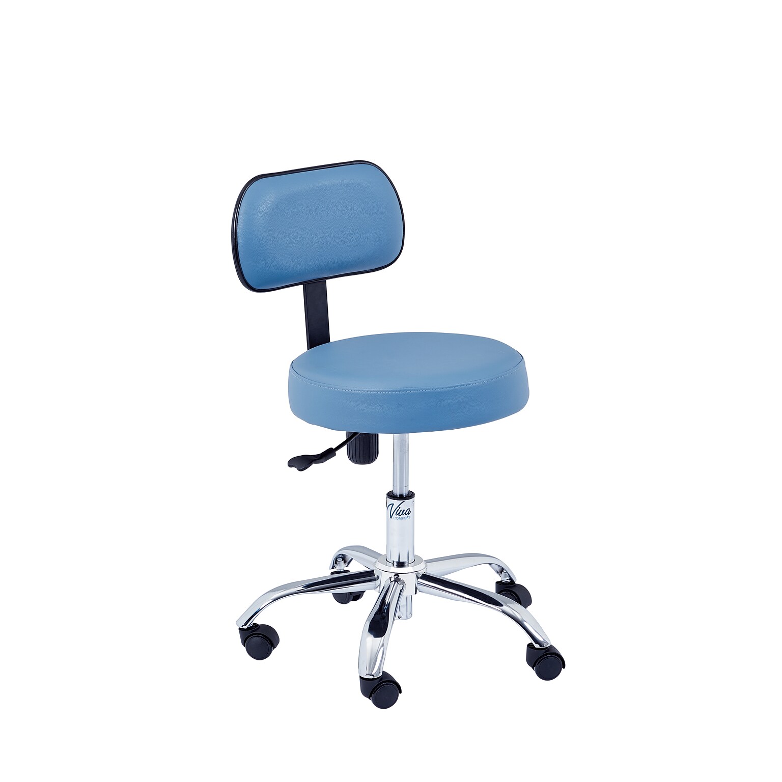 Viva Comfort Armless Vinyl Medical and Lab Stool with Lumbar Support, Blue (ADI910-03-BLU-MK)