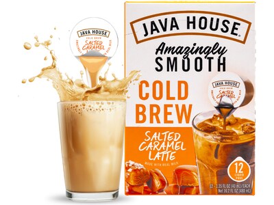 Java House Salted Caramel Latte Cold Brew Coffee Pods, Medium Roast, 12/Carton (FC900L30)