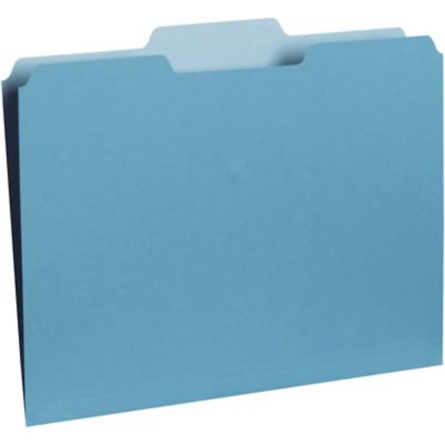 Quill Brand® Interior File Folders, 1/3-Cut, Letter Size, Blue, 100/Box (7391BE)