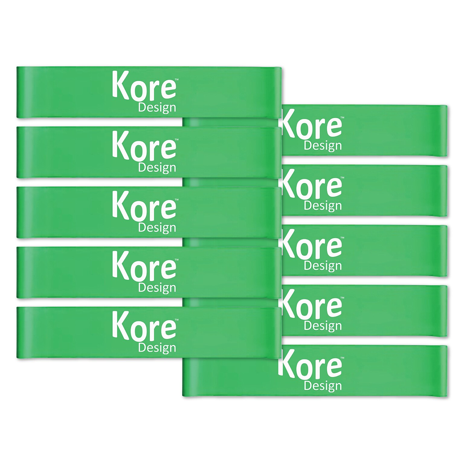 Kore Design Fidget Kick Bands, Latex, 10 to 16, Green, Pack of 10 (KD-KB1002)