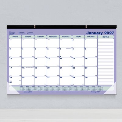 2027 Brownline Classic 17.75" x 10.875" Monthly Desk Pad Calendar, Blue/White (C181700-27)